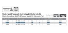 Starax 80cm Plastik Kapaklı Teleskopik Raylı, Kutulu Eteklik, Pantolonluk (S-6318-G)