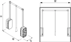 Starax Gardırop Asansörü (12 Kg) Gri W: 850-1150mm (S-6012-G)