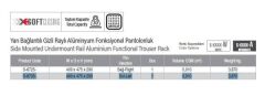 Starax Yan Baglantılı Gizli Raylı Alüminyum Fonksiyonel Pantolonluk (S-6735-W)