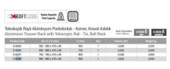 Starax Teleskopik Raylı Alüminyum Pantolonluk & Askılık Frenli 90cm Gri (Yan&Tavan) (S-6208-G)