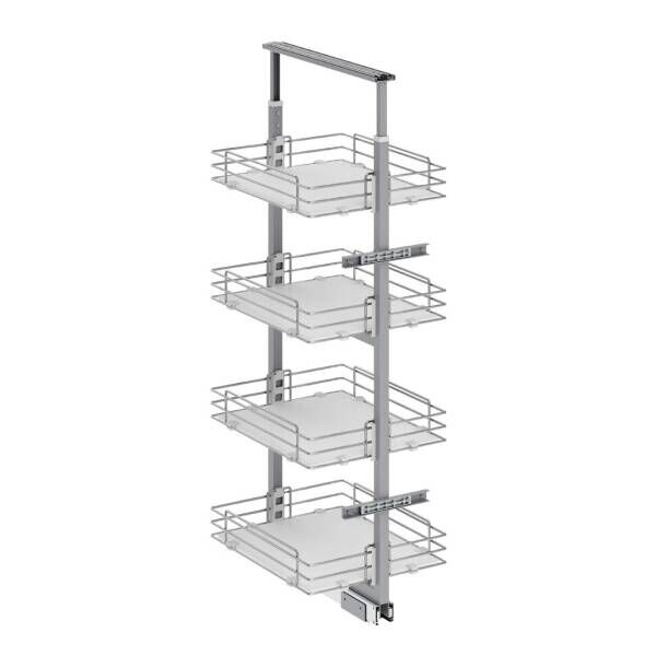 Starax 55cm 2 Sepetli Ahşap Tabanlı Kiler Sistemi Krom (S-1506-C)