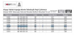 Starax 60cm Ahşap Tablalı Kapağa Monte Teleskopik Raylı Çekmece (S-2362-C)