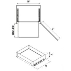 Starax 2334 Bağımsız Çift Açılım Gizli Raylı Çekmece Modül 50cm Frenli Beyaz (S-2334-P-W)