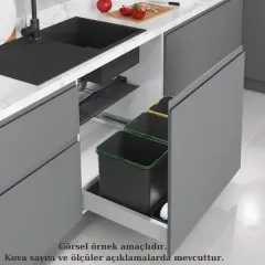 Starax 90cm Çekmece İçi Otomatik Çöp Kovası 48+3 Litre Antrasit 3Kova Modül 90cm (S-2566-A)