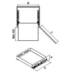 Starax Unique Box Bağımsız Çift Açılım Gizli Raylı Çekmece Antrasit Modül 45cm (S-2333-UB-A)