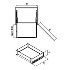 Starax Premium Bağımsız Çift Açılım Gizli Raylı Çekmece Antrasit Modül 45cm (S-2333-P-A)