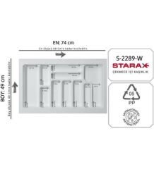 Starax 74x49 Cm Beyaz Plastik Kaşıklık 10 Gözlü Modül 80cm (S-2289-WP)