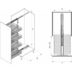 Starax 1109 Teleskopik Kiler 3 Tel Sepetli Krom Renk Modül 40cm (S-1109-C)