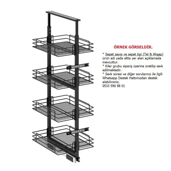 Starax 1109 Teleskopik Kiler 3 Tel Sepetli Antrasit Modül 40cm (S-1109-A)