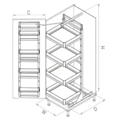 Starax S-1230-UB-W Unique Box İkiz Kiler Beyaz 6 Sepetli 60 cm (S-1230-UB-W)