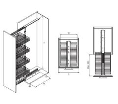 Starax 1801 Modül 30cm Frenli Kiler Sepeti Krom 4 Sepetli (S-1801-C)