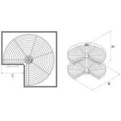 Starax 3/4 Döner Sepet Takımı Çap 60cm Krom (S-3020-C)