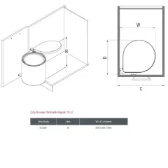 Starax 2253 Çöp Kovası Paslanmaz Otomatik Kapak 10 Litre Modül 40cm (S-2253-SS)