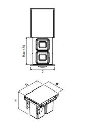 Starax Kapağa Monte Çöp Kovası Frenli 50cm Antrasit 12+12+1 Litre (S-2383-A)