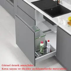 Starax 2557 80cm Çekmece İçi Taşınabilir Sepetli Otomatik Çöp Kovası 24+3 Lt Gri Modül 80cm (S-2557-G)