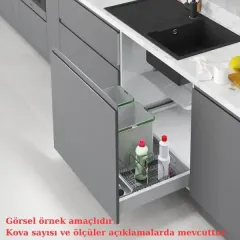 Starax Çekmece İçi Taşınabilir Sepetli Otomatik Çöp Kovası 16+2 Litre Gri Modül 60cm (S-2538-G)