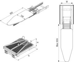 Starax 6616 Dolap içi Katlanır Ütü Masası Antrasit Modül 40cm (S-6616-A)